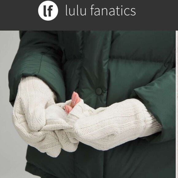NWT Lululemon Cable Knit Fleece Lined Mittens Sz Extra Small XS/S Bone - Picture 5 of 5